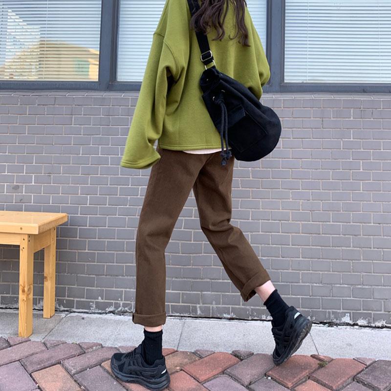 Осенние коричневые прямые джинсовые винтажные узкие офисные женские джинсы, женские брюки с высокой талией, большие размеры, женские брюки