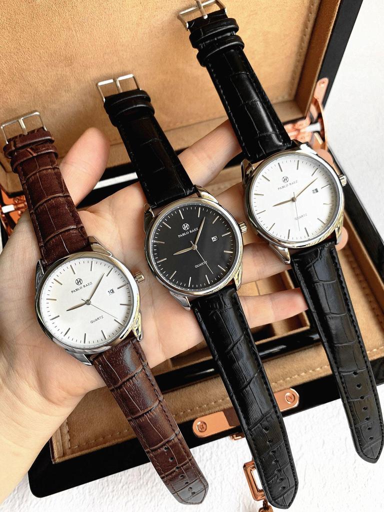 Мужские черные водонепроницаемые кварцевые часы PABLO RAEZ с датой