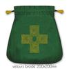 [A1477] - Green 'Celtic Cross' Velvet Tarot Pouch - 20x20 Cm
