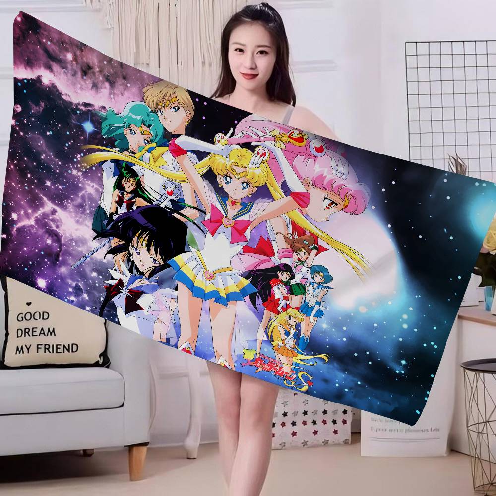 S-Sailor M-Moon Микрофибровое одеяло Быстросохнущие пляжные полотенца Большой размер Печать Супервпитывающее полотенце-одеяло для бассейна