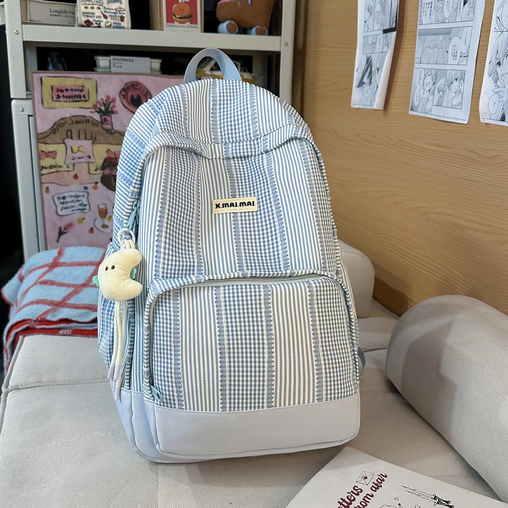 Школьная сумка Новая Милашка Девочка Гофрированный Клетчатый Рюкзак Нишевый Дизайн Чувство Простота Универсальность Женский Студент Колледжа Классный Рюкзак