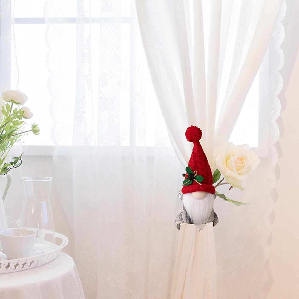 Christmas Curtain Tieback Hold Back Fastener With Magic Sticker Cute Rudolf Faceless Doll Curtain Buckle For Home Office Window