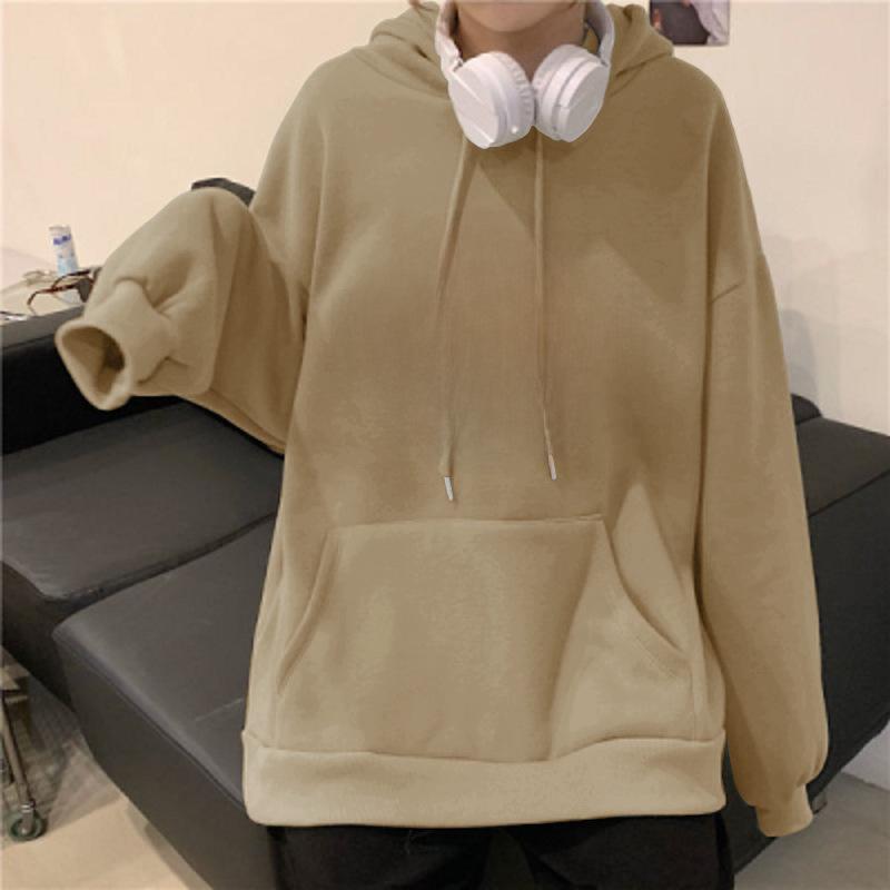 Vintage Plush Thick Hooded Sweater: Women's Long-Sleeve Autumn/Winter Top