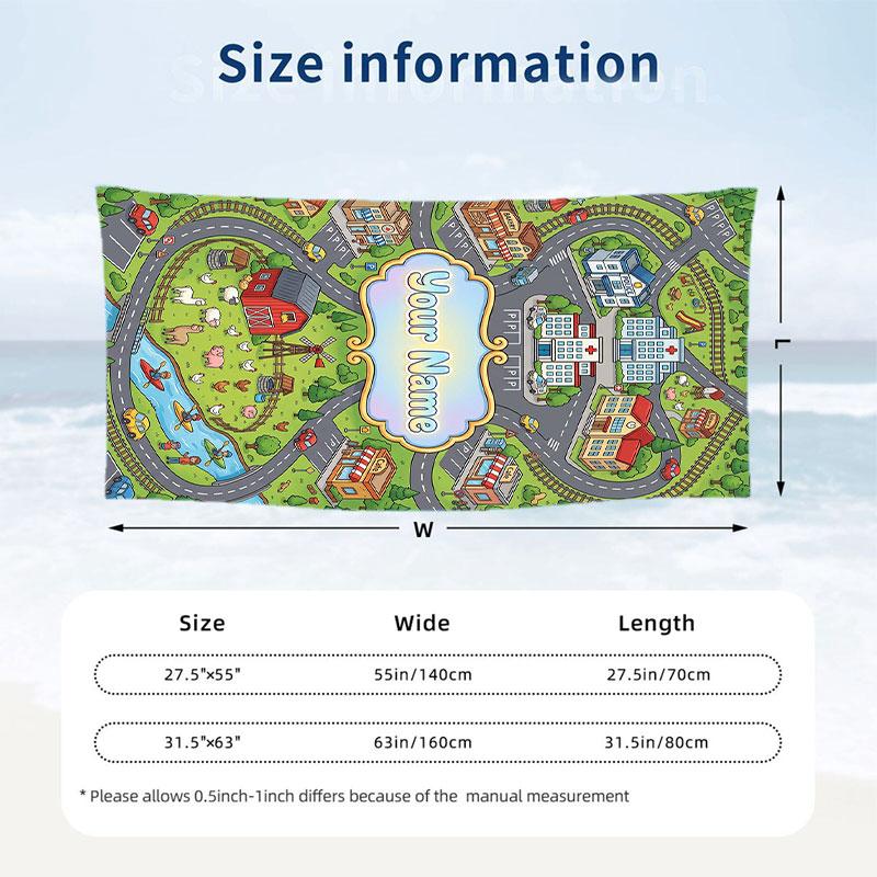 Adventure Journey Theme Beach Towel Personalized Custom Name & Text Soft Quick Dry Beach Towel for Swimming Travel