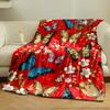 Colorful butterflies and white blossoms on a vibrant red background. for all seasons blanket lunch break throw gift