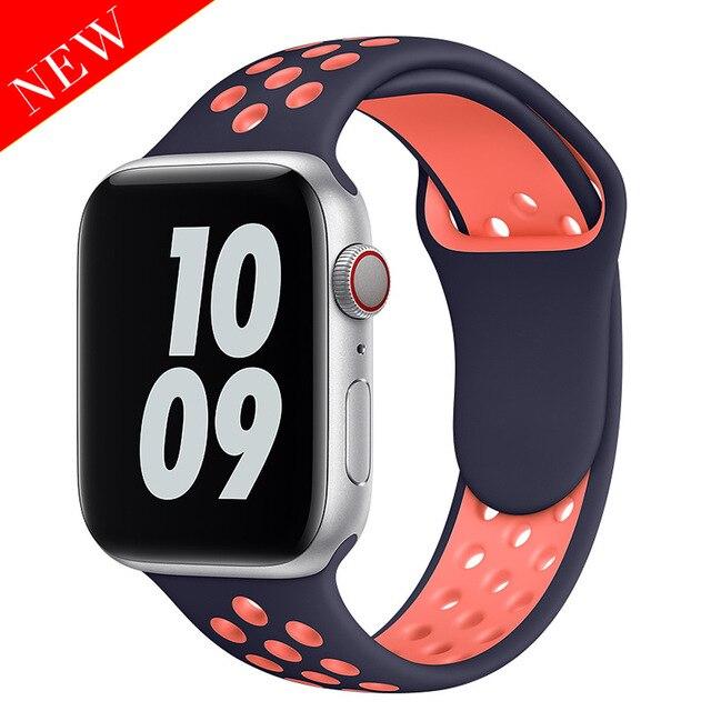 Sport Strap For Apple Watch Band 6 SE 5 4 44mm 45mm 40mm Silicone Breathable Belt Bracelet To iWatch Watchband iWatch Ultra 7 6 5 4 41mm 42mm 38mm