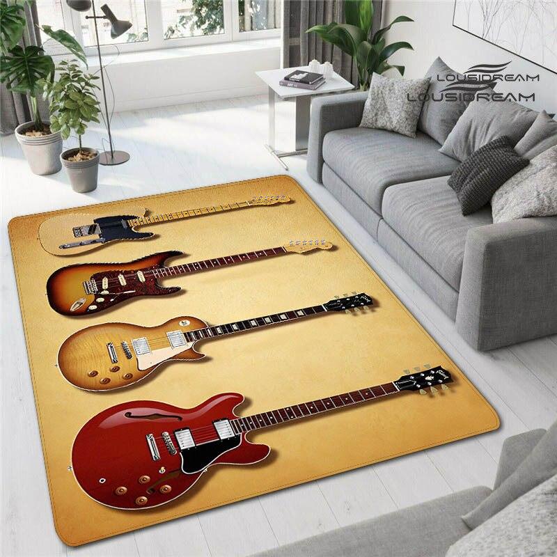 Красочные гитарные 3D печатные ковры для гостиной, нескользящие коврики, прикроватная тумбочка для спальни, современное украшение для дома, моющиеся напольные коврики
