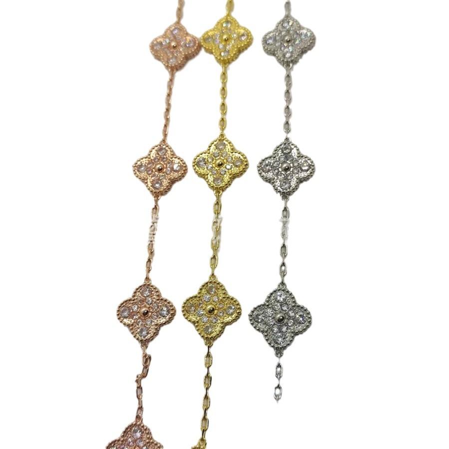 Four-leaf Clover Five-flower Bracelet Women's Rose Gold White Fritillary Carp Chalcedony Black Agate