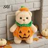 Halloween Theme Room Decor Pumpkin Bear Plush Toy, Soft Stuffed Animal for Kids, Cuddly Gift Birthday Cute Huggable Pillow Fall Holiday Home