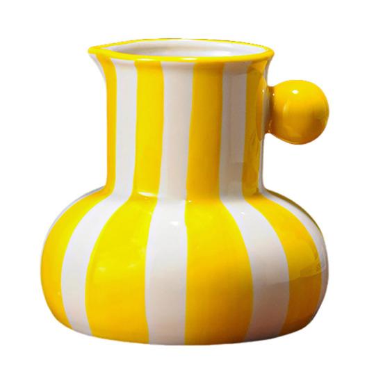 Расписная керамическая ваза Настольная полосатая художественная ваза Декоративная ваза для цветов для цветочной композиции Декор для гостиной спальни