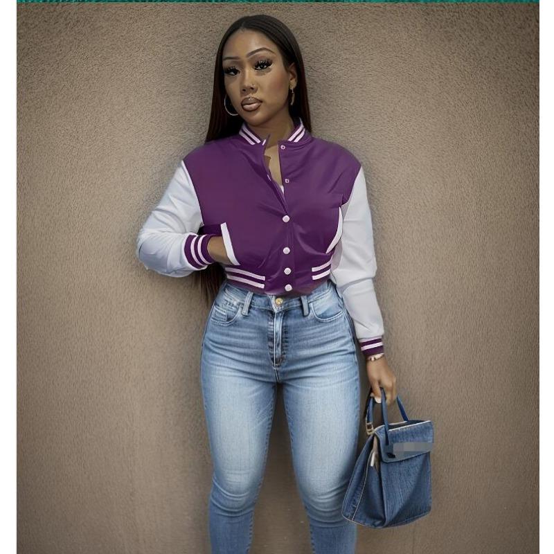 Женская летняя однобортная повседневная спортивная куртка с цветными блоками, куртка