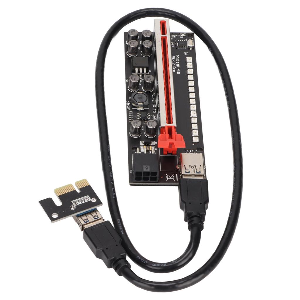 Riser Adapter Card 8 Excicon Capacitors Multi Layer Shielding Fixed Buckle PCIE Riser 1x to 16x Adapter