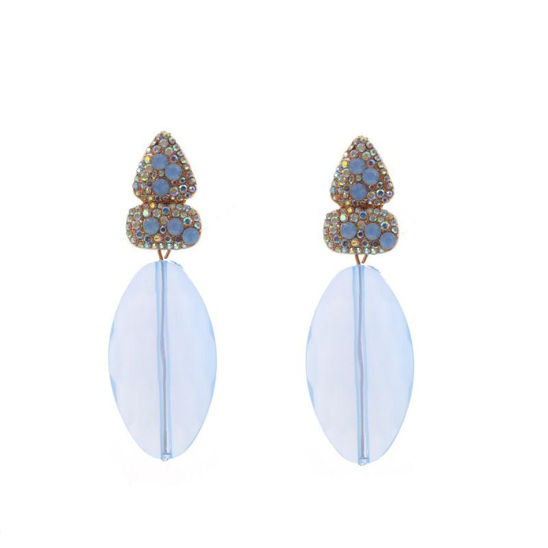 Geometric Layered Drop Earrings With Rhinestone Accents Bold Statement Jewelry Women Blue Green Pink Purple