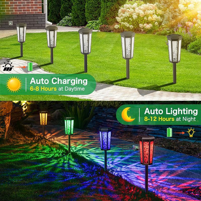 New Solar Garden Lawn Hollow Out Light LED Solar Landscape Light Outdoor Waterproof Garden Floor Insertion Light Christmas RGB Decorative Light