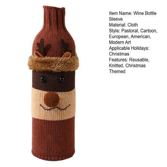 Рукав для бутылки вина Санта-Клаус Снеговик Олень Дизайн Рукав для бутылки Вязаное украшение Вино