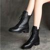 Korean Version of The Wild British Style Soft PU Leather Boots Women's Mid-heel Women's Boots