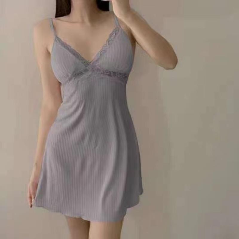 Spaghetti Strap Lace Nightgown for Women Mini Nightdress Chemise Sleepwear Spring Summer Modal Home Dressing Gown Loungewear