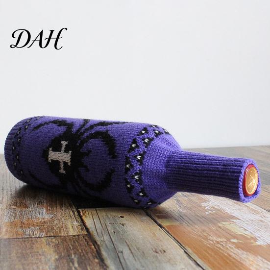 Festive Bar Accessories Halloween Wine Bottle Sweater, Reusable Knitted Champagne Cover, Pumpkin Skull Soft Fabric Wrap Spider Pattern Sleeve