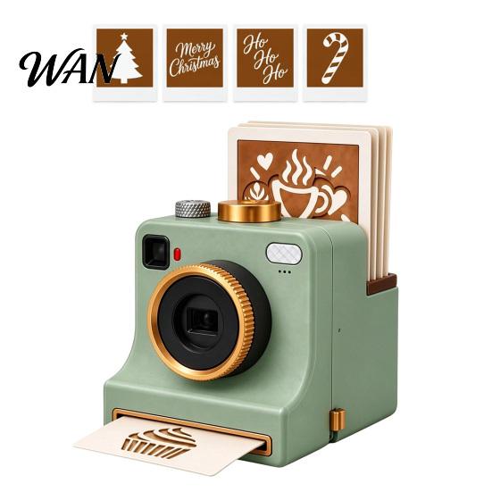 Coffee Stencil Shaker 3D Printed Christmas Latte Art Camera, Printer with Interchangeable Pattern Templates, Cocoa Powder Maker for Cappuccino