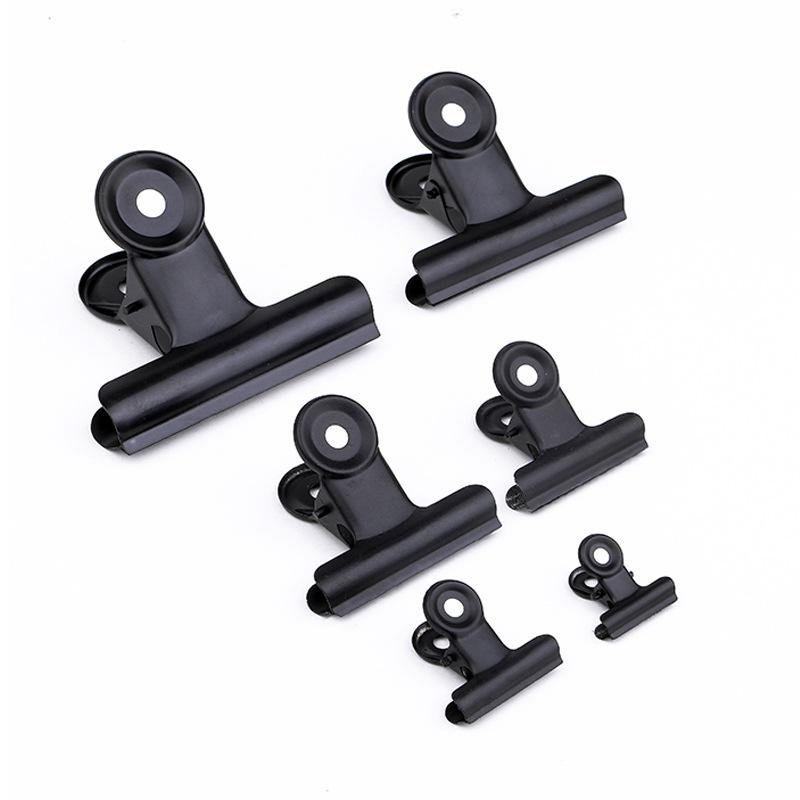 Zhiyou Silver & Black 50mm Tail Clip - Small Round Steel Ticket Clips, 6 Sizes Available