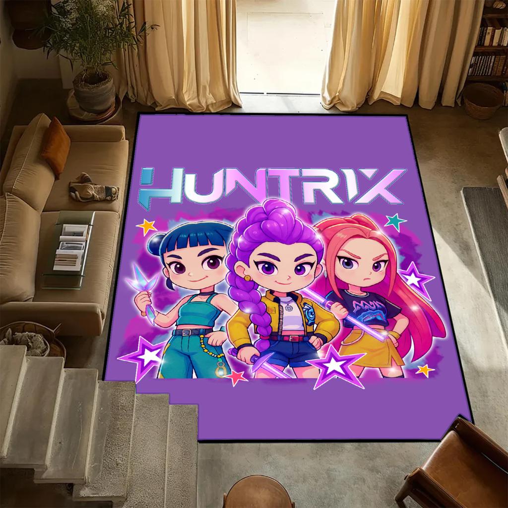 D-Demon H-Hunters Carpet K-POP Flannel Rug Bedroom Decor Kid Nonslip Carpet Floor Mat Surface Comfortable Carpet Birthday Gift