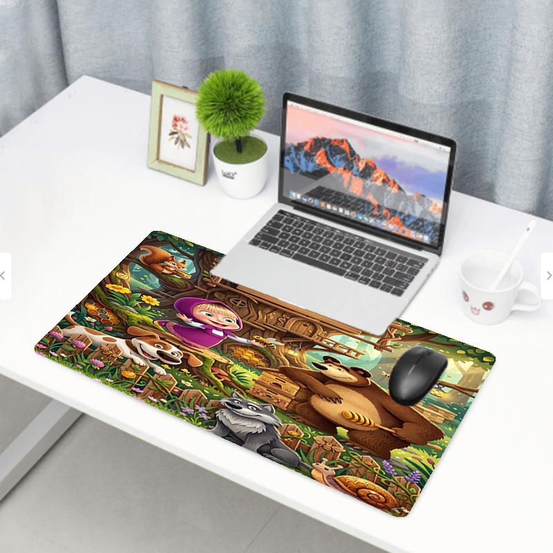 Masha and the Bear Print Mouse Pad, Anti‑Slip Desktop keyboard Mat, for PC Laptop Gaming Working Daily Use, Cool Festival Surprise Gift