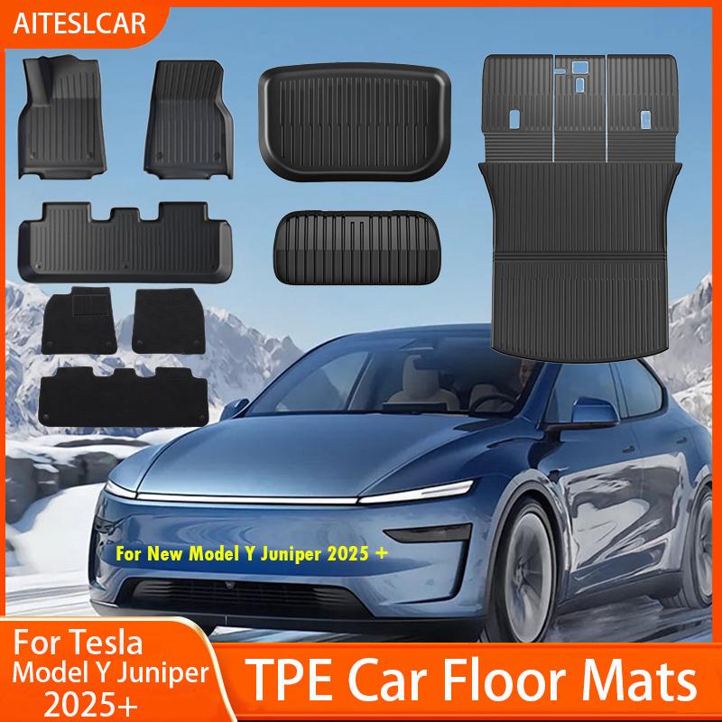 For Tesla New Model Y Juniper 2026+ TPE Floor Mats Waterproof Luggage Mat Wear-resistant Foot Pads ModelY Trunk Mats Accessories
