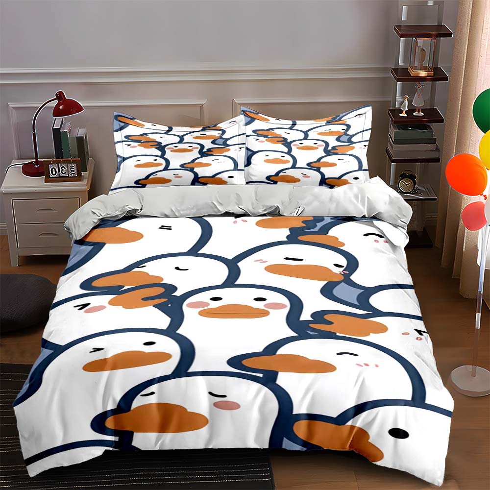 Duck faces pattern. Bedding Duvet cover sets Duvet covers Pillowcases gifts (1 * Duvet Cover 2 * Pillowcases, without duvet insert)
