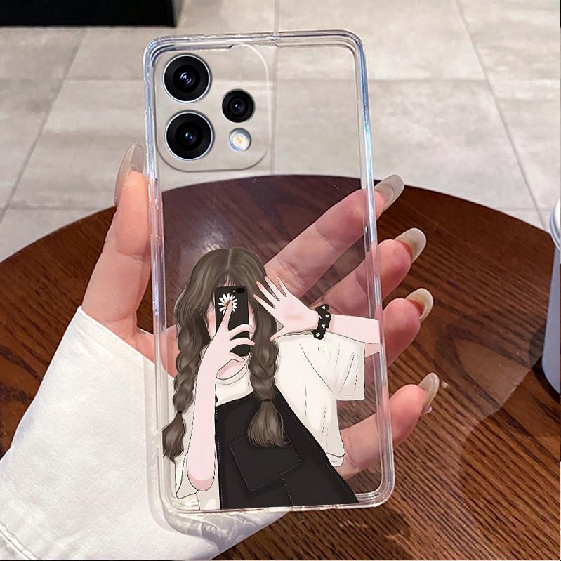 Чехол для Oppo Reno 15C 5G PMD110 Прозрачный Роскошный Милый Кролик с Сердечками Забавный Рисунок Мягкий Силиконовый Чехол из ТПУ для Oppo Reno15C 5G