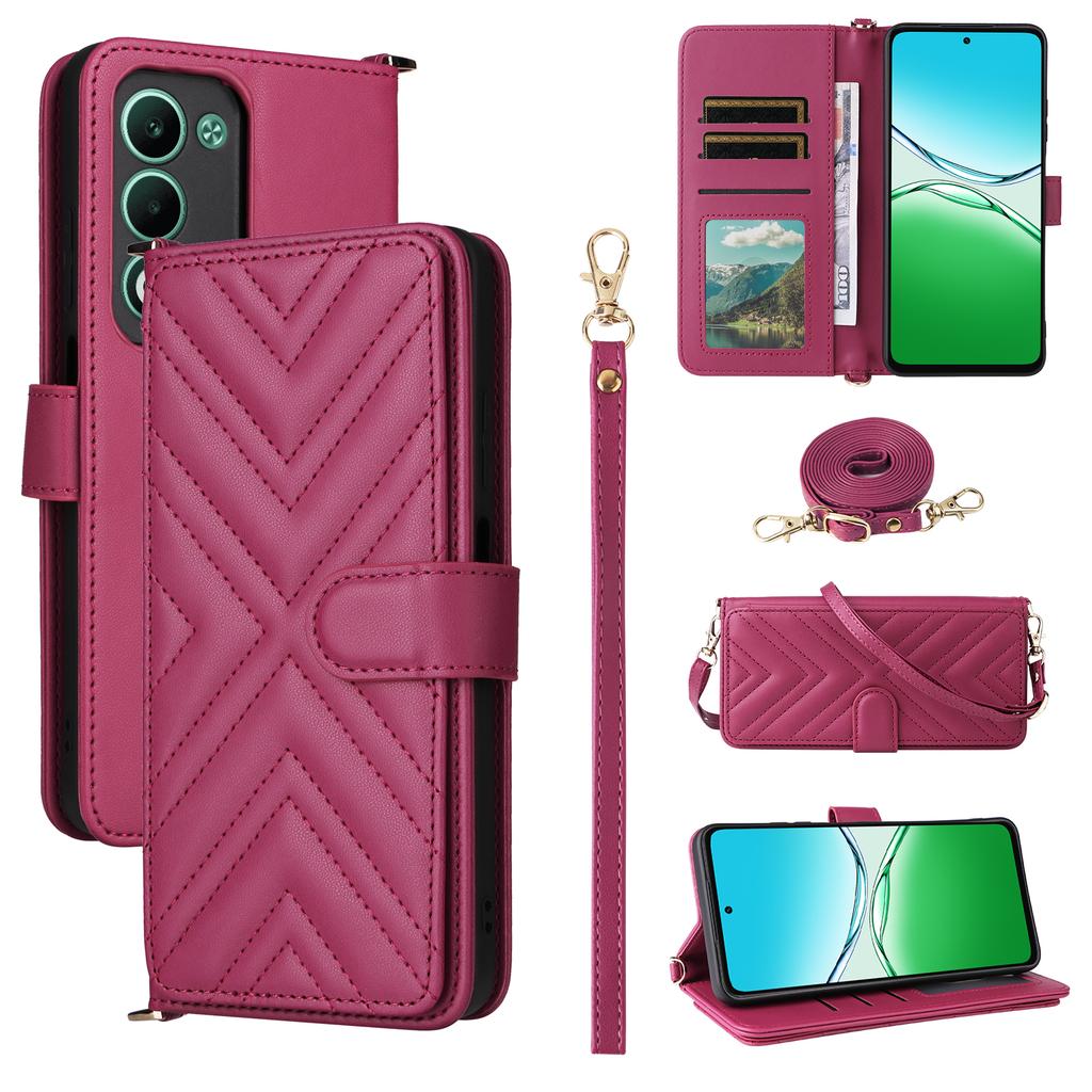 Чехол для Oppo A5 5G/4G/A5m с плечевым/кистевым ремешком Кожаный чехол для телефона Подставка Кошелек