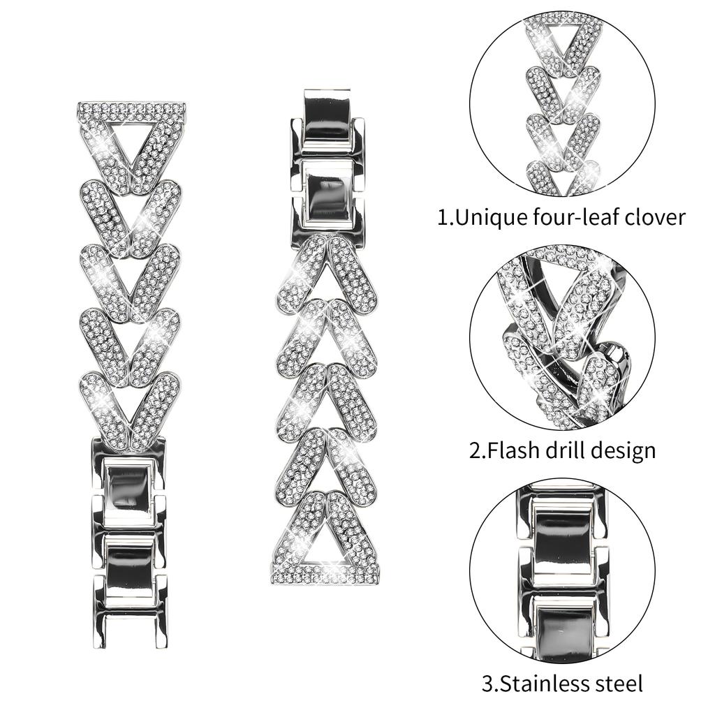 Zinc Alloy Twisted Watch Band Rhinestone Decor for Garmin Vivomove Sport/Venu 2 Plus Watch Strap