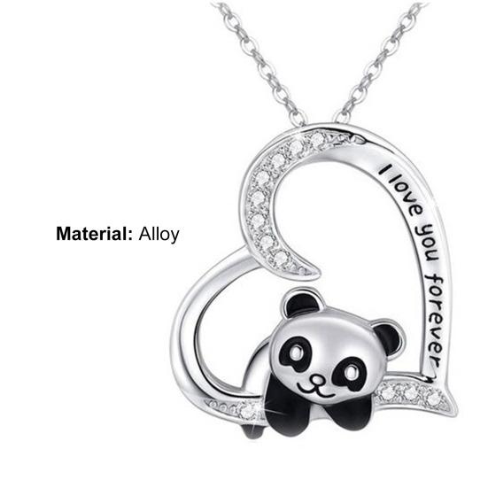 Женское ожерелье с полым сердцем, пандой, регулируемое, с подвеской в виде животного и букв, ювелирные изделия, подарки