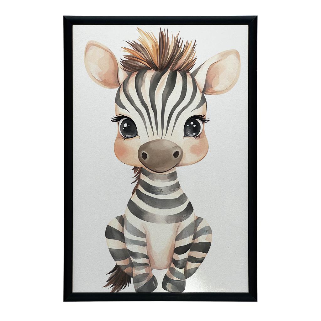 Plakat Mała Zebra Plakat Mała Zebra, 30X40 Cm, Rama Drewniana Biała, Papier Matowy 230 Gsm