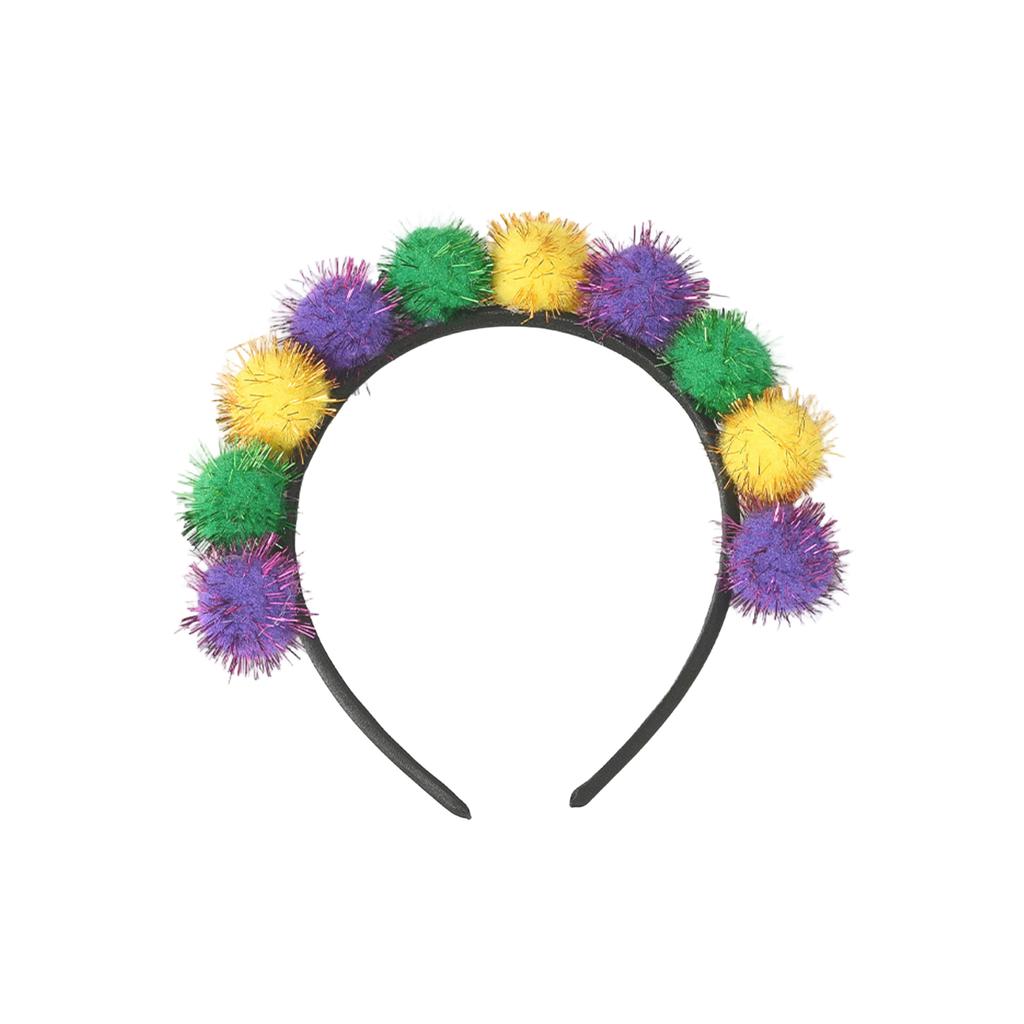 Holiday Decorative Headband With Pom-pom Hair Accessory And Glitter Pom-pom Headband