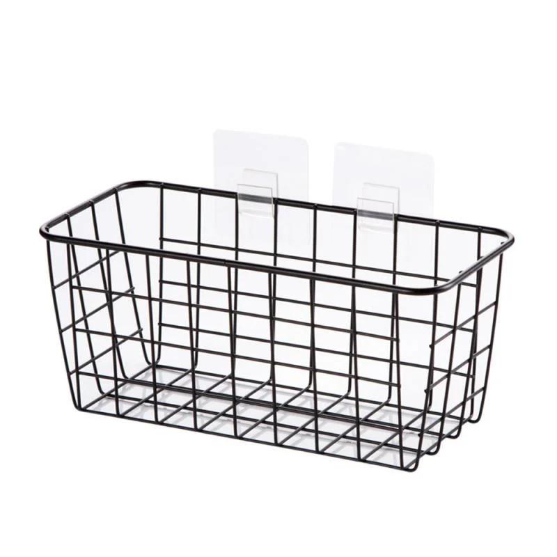 Wrought Iron Kitchen Seasoning Storage Basket Storage Basket Bathroom Rectangular Storage Box Wall Hanging Rack Storage