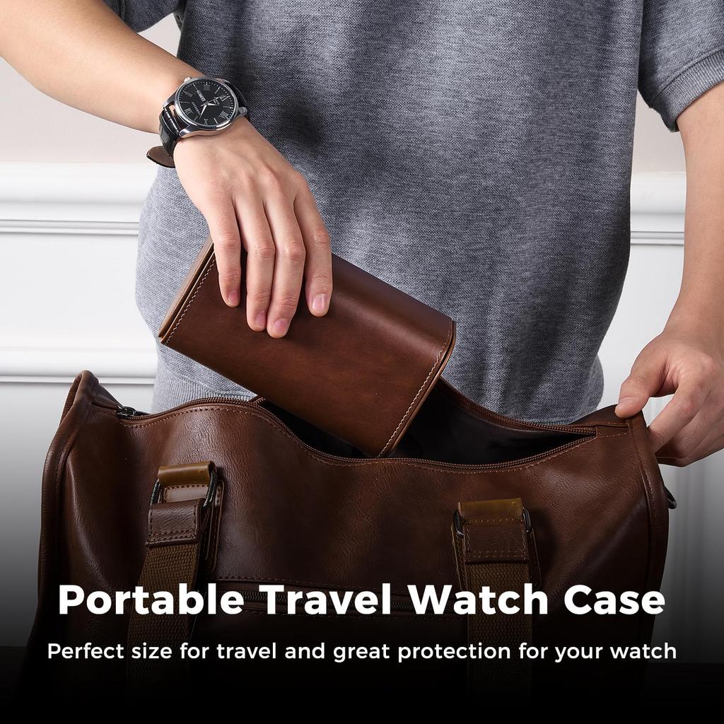 ProCase Портативная Коробка для Часов из PU, Подходит для Всех Часов до 60 мм, Унисекс, Коробка для Хранения, Подарок на Деловую Годовщину, Кейс на 2 Часа, Кожа, Мужской, Диаметр,