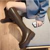 Fashion Leather Platform Round Toe Women's Half High Boots Chic and Elegant Large Size Warm New Rock Ladies Mid Calf Shoes On Promotion