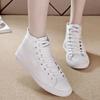 High Top Single Shoes Autumn New Round Toe Spliced Front Lace-Up Anti-Slip Wear-Resistant Flat Sneakers