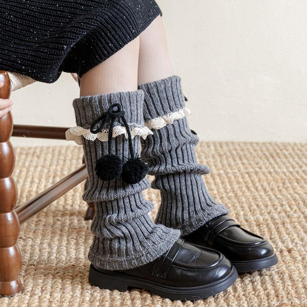 Y2K Lolita Bowknot Boots Cover Lace Women's Leg Warmers Fashion Mid-tube Socks  Girl