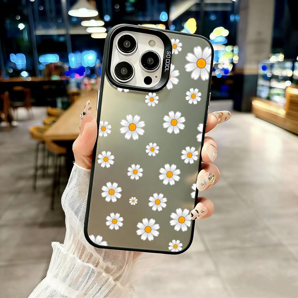 Модный Чехол для Телефона с Цветком Ромашки Для IPhone 17e Air 16e 17 14 Pro Max 16 12 15 11 13 Plus Ударопрочный Долговечный Y2k Роскошный Чехол