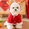 Милая одежда для собак Праздничный рог дракона на Новый год осень и зима Новогодние поздравления маленькие щенки кошка двуногая одежда для питомцев с хлопковой подкладкой