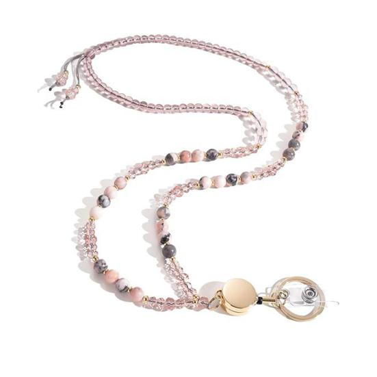 Натуральный камень искусственный кристалл держатель для карт регулируемый ID шнурок женский ручной работы бисер