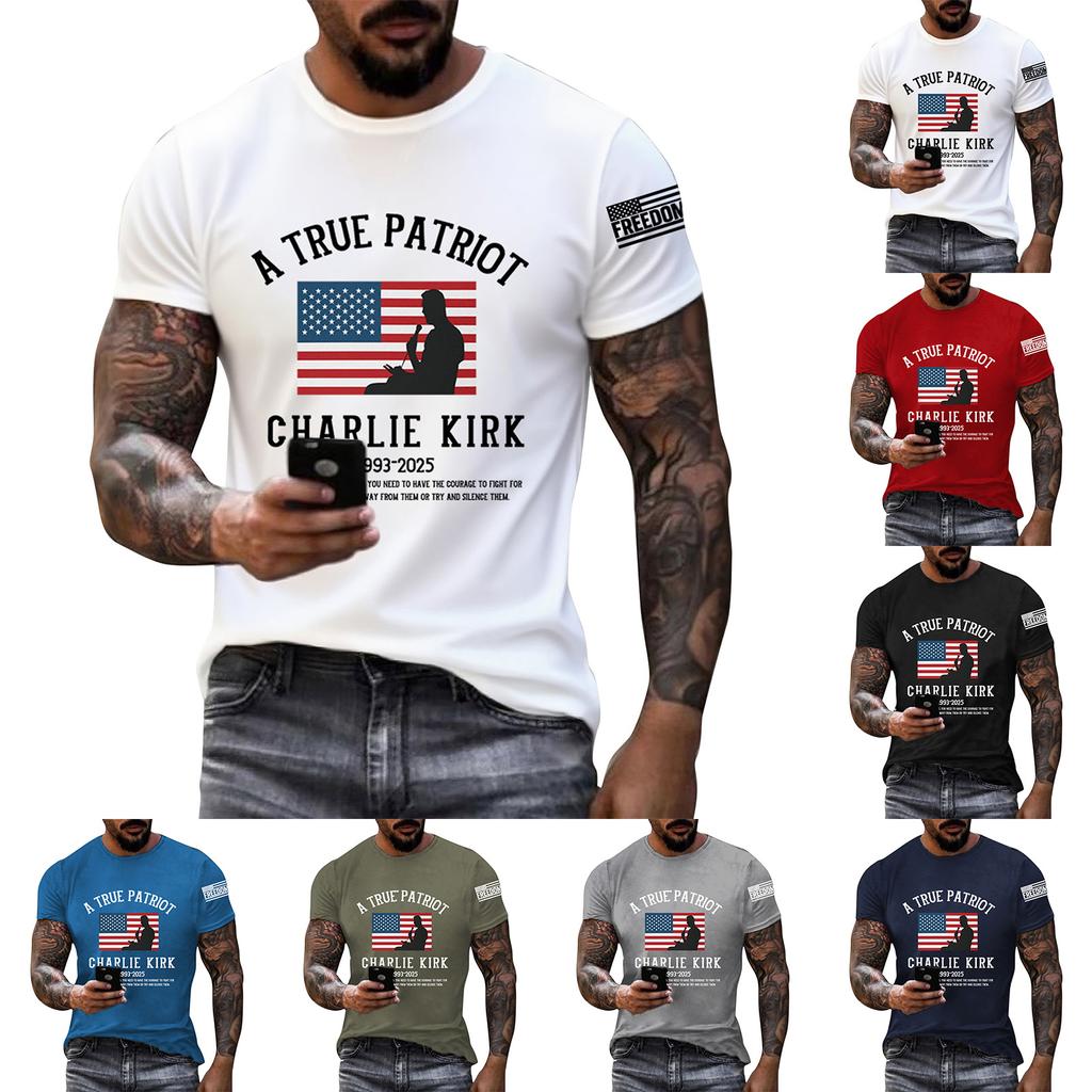 Men's Printed Short Sleeve T-Shirt Men's Loose Casual Short Sleeve Top
