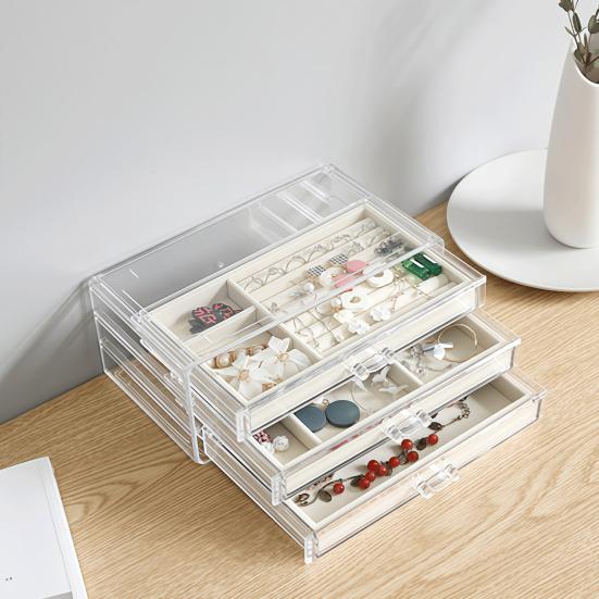 Коробка для хранения с бархатной подкладкой, большим отделением, модульной конструкцией, штабелируемая, для часов, браслетов и ювелирных изделий.