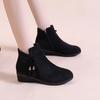 Women's Shoes 2024 Plus Size Ankle Women's Boots Outdoor Modern Boots Women Bow Tie Round Toe Side Zip Wedges Female Shoes