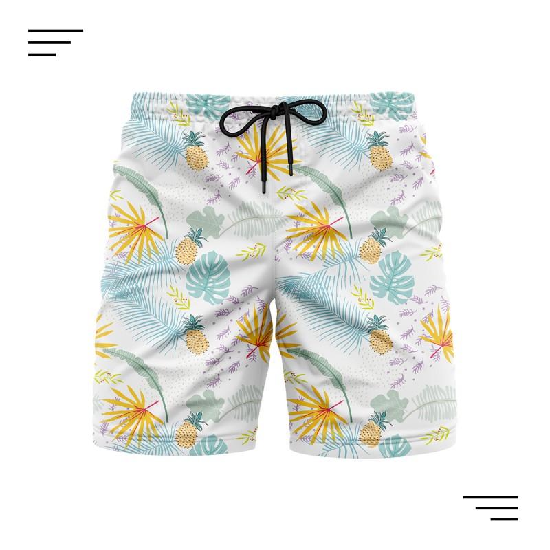 Mens Quick-Dry Beach Shorts With Digital Print Loose Fit Vacation Travel Sports
