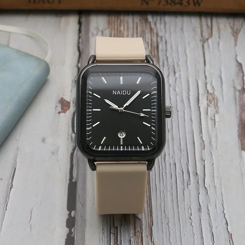 Прямоугольный календарь мужские женские часы модные студенческие силиконовые часы ремешок простые кварцевые часы Relogio Feminino Zegarek Damski