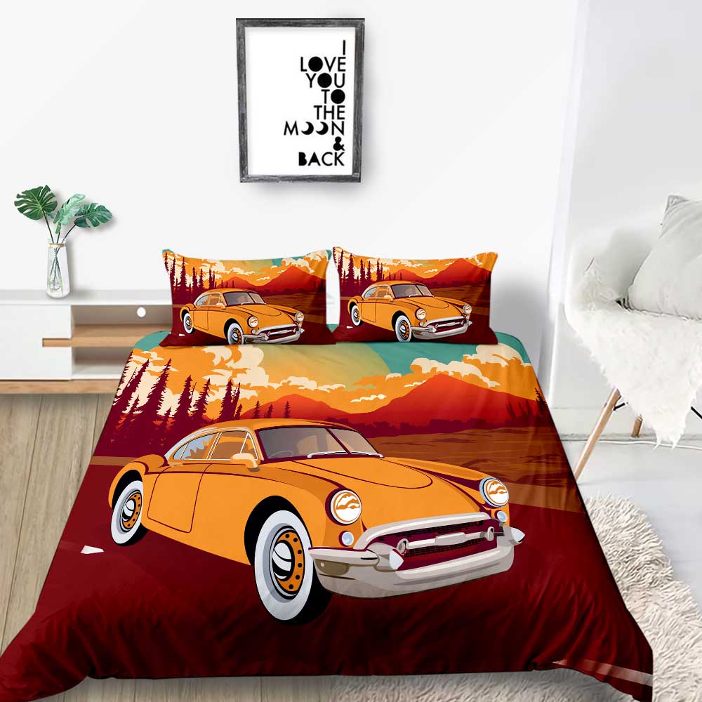 Пододеяльник с 3D принтом Покрывала с автомобилями Постельный комплект из полиэстера Queen King Size Роскошный пододеяльник для мальчиков-подростков и мужчин