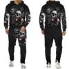 Мужской спортивный костюм, осенне-зимняя толстовка с капюшоном + брюки, комплект из двух предметов, крутой 3D принт черепа, мужские модные толстовки, кофты, костюмы