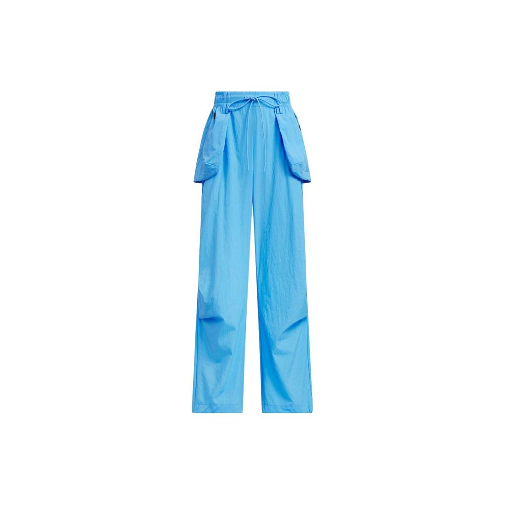Adidas Parachute Tracksuit Bottoms Solid Color Minimalist Water-Resistant Sports Casual Pants Women Bottoms Blue JJ1580